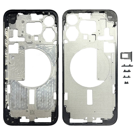 For iPhone 15 Pro Max Middle Frame Bezel Plate with Side Keys + Card Tray, Version:US Version(Black) - LCD Related Parts by buy2fix | Online Shopping UK | buy2fix