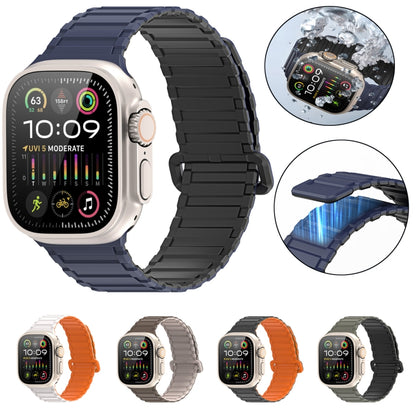 For Apple Watch Series 2 42mm DUX DUCIS KJ Series Magnetic Buckle Silicone Watch Band(Black Orange) - Watch Bands by DUX DUCIS | Online Shopping UK | buy2fix