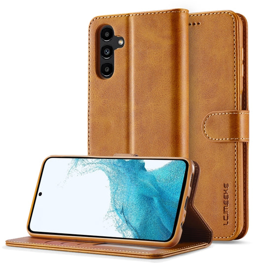 For Samsung Galaxy S24 FE 5G LC.IMEEKE Calf Texture Leather Phone Case(Brown) - Galaxy S24 FE 5G Cases by LC.IMEEKE | Online Shopping UK | buy2fix