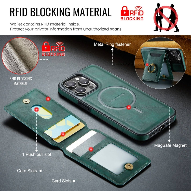 For iPhone 15 Pro Max DG.MING K1 MagSafe Detachable Wallet RFID Back Cover Phone Case(Green) - iPhone 15 Pro Max Cases by DG.MING | Online Shopping UK | buy2fix