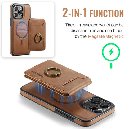 For iPhone 15 Pro DG.MING K1 MagSafe Detachable Wallet RFID Back Cover Phone Case(Brown) - iPhone 15 Pro Cases by DG.MING | Online Shopping UK | buy2fix