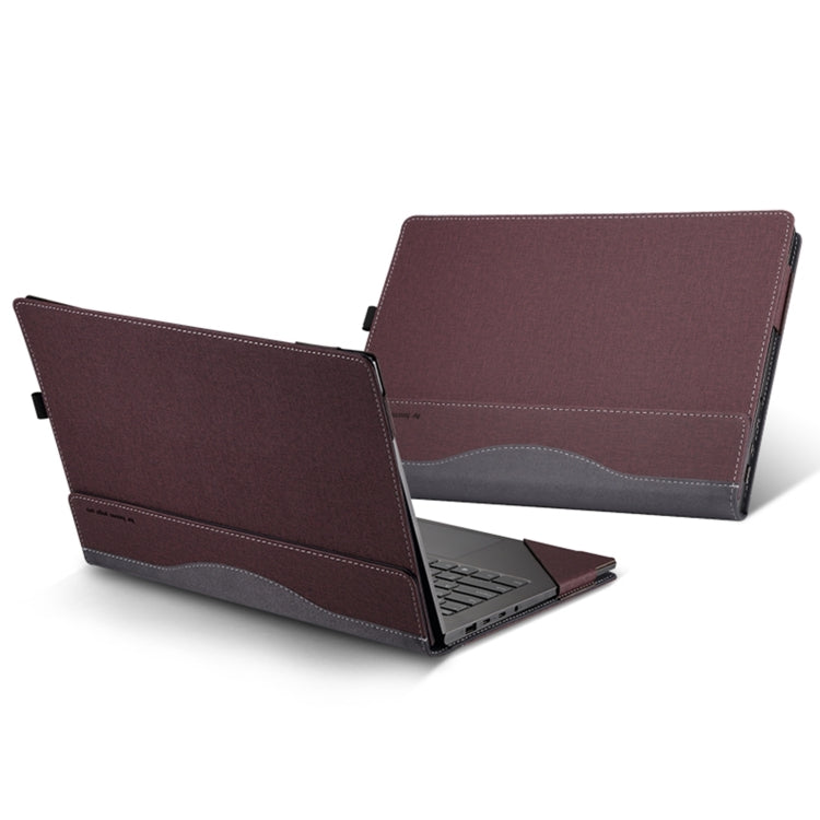 For MicroSoft Surface Laptop 15 inch Leather Laptop Shockproof Protective Case with Stand(Wine Red) - 15 inch by buy2fix | Online Shopping UK | buy2fix