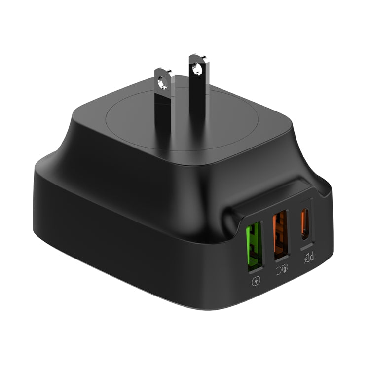 LDNIO Q334 32W Type-C + Dual USB Port Charger with 1m 8 Pin Data Cable, Plug Type:US Plug(Black) - USB Charger by LDNIO | Online Shopping UK | buy2fix