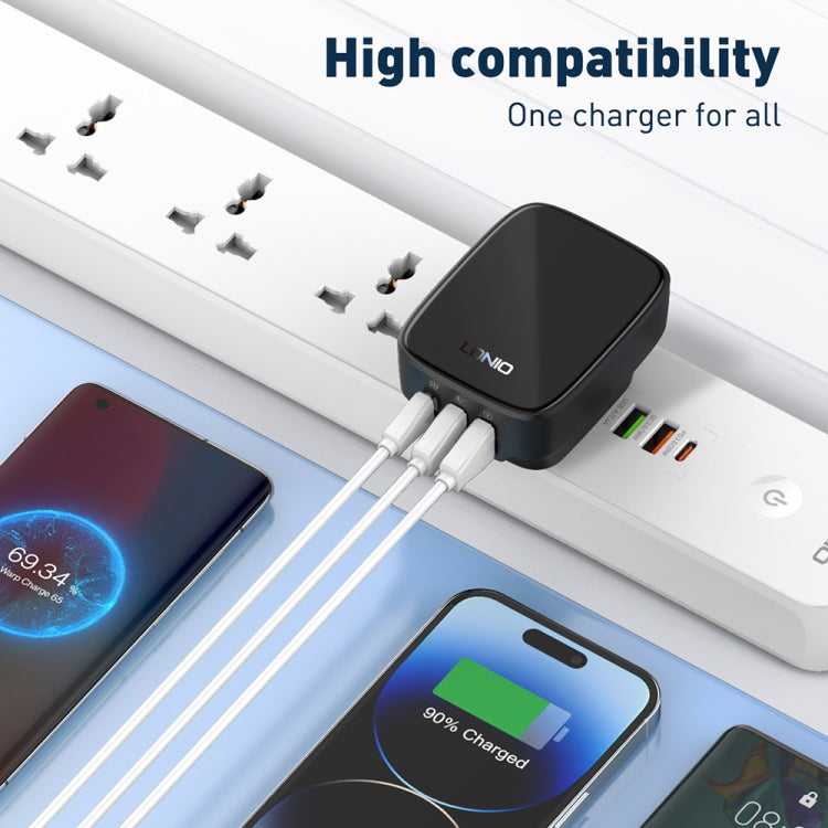 LDNIO Q334 32W Type-C + Dual USB Port Charger with 1m USB-C / Type-C to USB-C / Type-C Data Cable, Plug Type:US Plug(Black) - USB Charger by LDNIO | Online Shopping UK | buy2fix