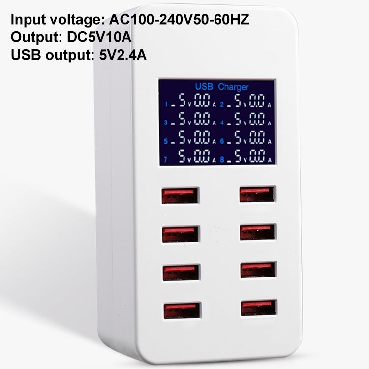 A8B 50W 8 Ports USB Smart Charging Station with Digital Display, Plug:EU Plug - Multifunction Charger by buy2fix | Online Shopping UK | buy2fix