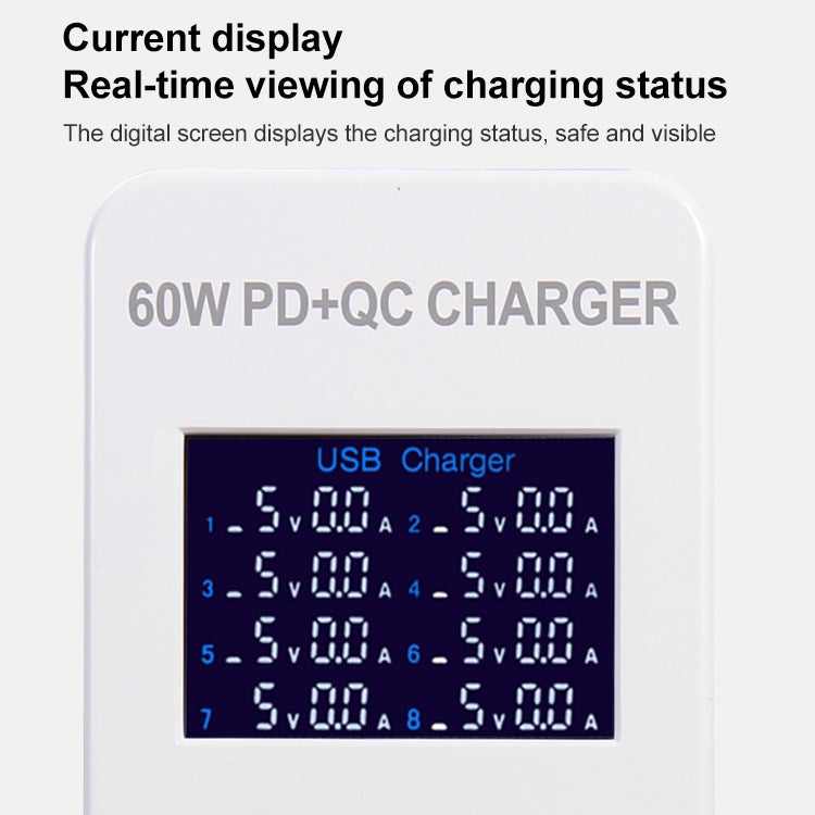 A8B 50W 8 Ports USB Smart Charging Station with Digital Display, Plug:EU Plug - Multifunction Charger by buy2fix | Online Shopping UK | buy2fix