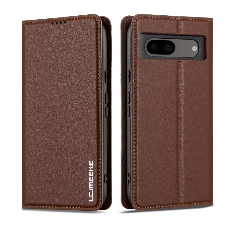 For Google Pixel 8 LC.IMEEKE L1 Series Frosted Fine Texture PU Phone Case(Brown) - Google Cases by LC.IMEEKE | Online Shopping UK | buy2fix