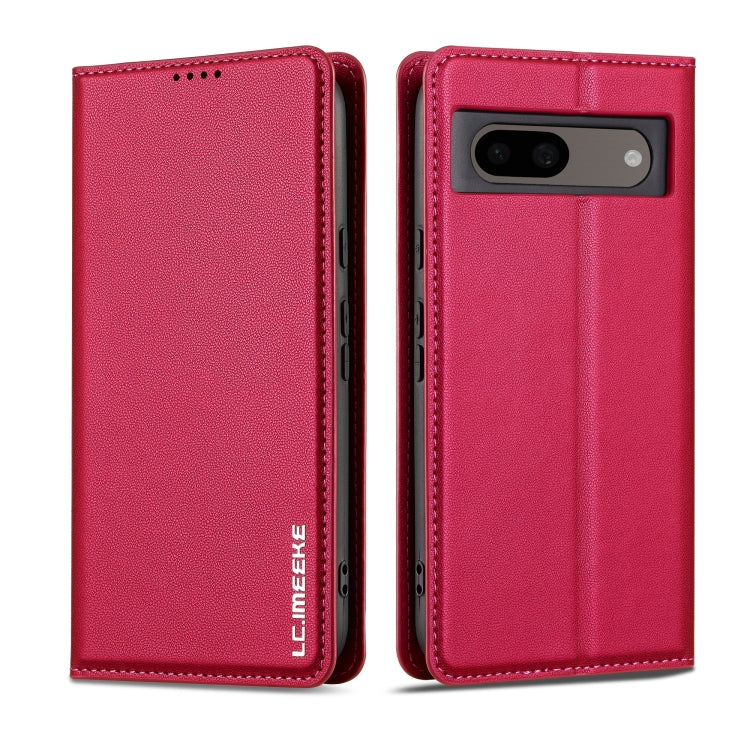 For Google Pixel 8 LC.IMEEKE L1 Series Frosted Fine Texture PU Phone Case(Red) - Google Cases by LC.IMEEKE | Online Shopping UK | buy2fix