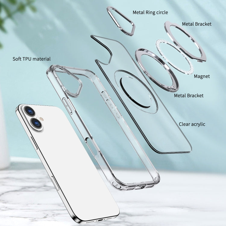 For iPhone 16 Plus Wing Series MagSafe Magnetic Ring Holder Phone Case(Transparent) - iPhone 16 Plus Cases by buy2fix | Online Shopping UK | buy2fix