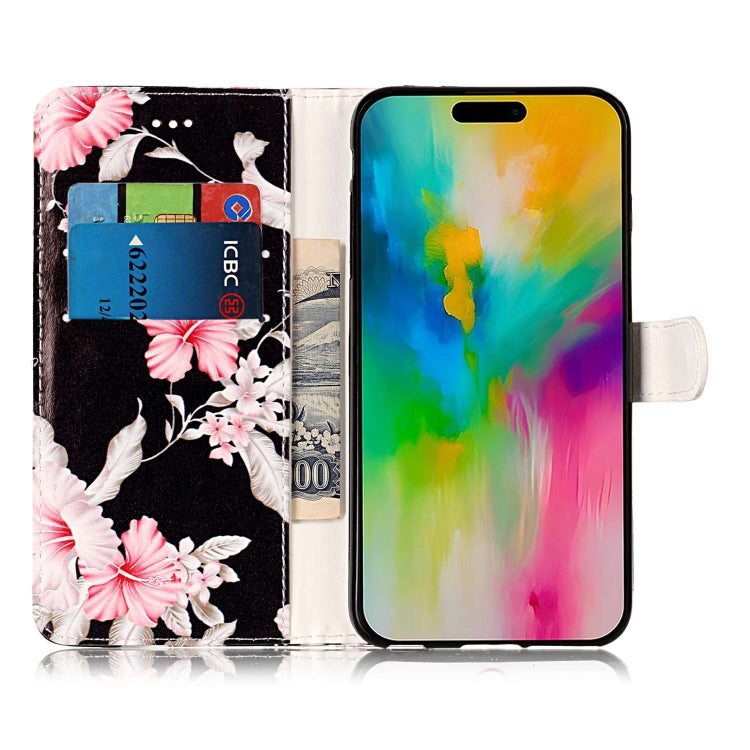 For iPhone 16 Pro Colored Drawing Marble Pattern Leather Phone Case(Azalea) - iPhone 16 Pro Cases by buy2fix | Online Shopping UK | buy2fix