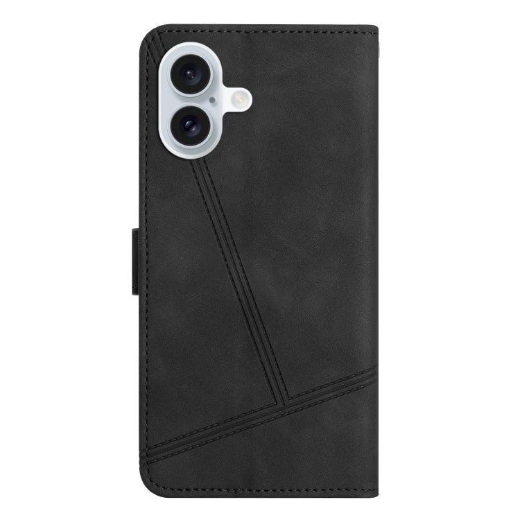 For iPhone 16 Skin-feel Stitching Leather Phone Case(Black) - iPhone 16 Cases by buy2fix | Online Shopping UK | buy2fix