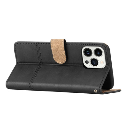 For iPhone 16 Pro Max Cowhide Texture Stitching Leather Phone Case(Black) - iPhone 16 Pro Max Cases by buy2fix | Online Shopping UK | buy2fix