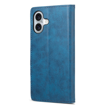 For iPhone 16 Business Solid Color Magnetic RFID Leather Phone Case(Blue) - iPhone 16 Cases by buy2fix | Online Shopping UK | buy2fix