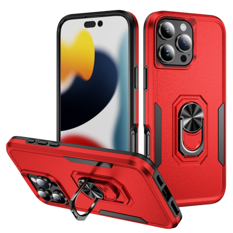 For iPhone 16 Pro Pioneer Armor Heavy Duty PC + TPU Phone Case with Holder(Red+Black) - iPhone 16 Pro Cases by buy2fix | Online Shopping UK | buy2fix