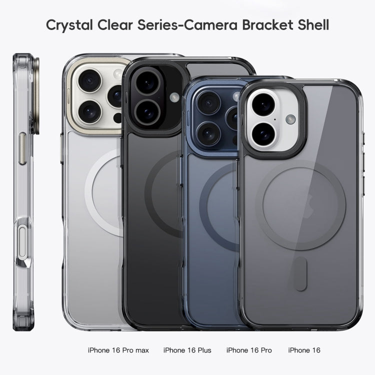 For iPhone 16 Mirror Crystal Clear Lens Holder MagSafe Magnetic Phone Case(Transparent) - iPhone 16 Cases by buy2fix | Online Shopping UK | buy2fix