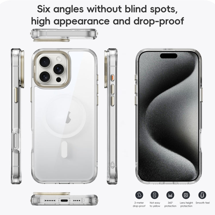 For iPhone 16 Mirror Crystal Clear Lens Holder MagSafe Magnetic Phone Case(Transparent Black) - iPhone 16 Cases by buy2fix | Online Shopping UK | buy2fix