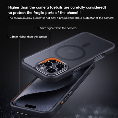 For iPhone 16 Pro Frosted Lens Holder MagSafe Magnetic Phone Case(Puprle) - iPhone 16 Pro Cases by buy2fix | Online Shopping UK | buy2fix