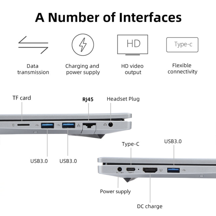 14 inch Windows 11 Laptop, 16GB+256GB, Gen 4th Intel Core i3 CPU, 180 Degree Rotation Axis(Silver) - Others by buy2fix | Online Shopping UK | buy2fix