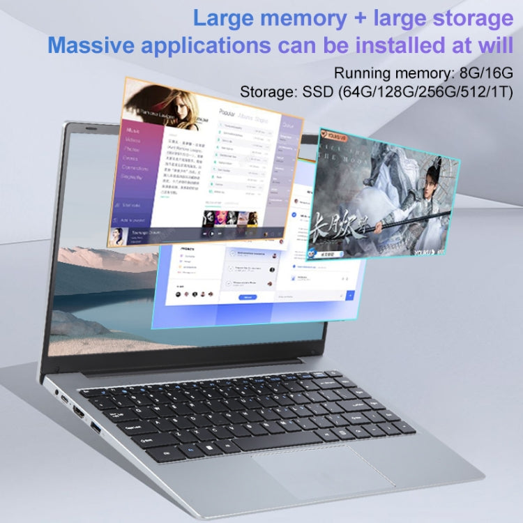 14 inch Windows 11 Laptop, 8GB+512GB, Gen 4th Intel Core i7 CPU, 180 Degree Rotation Axis(Silver) - Others by buy2fix | Online Shopping UK | buy2fix