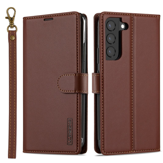 For Samsung Galaxy S22+ 5G LC.IMEEKE L2 Series Detachable Magsafe PU Phone Case with Lanyard(Brown) - Galaxy S22+ 5G Cases by LC.IMEEKE | Online Shopping UK | buy2fix