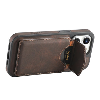 For iPhone 16 Pro Max Denior D19 Skin Feel MagSafe Detachable Card Slot Phone Case(Brown) - iPhone 16 Pro Max Cases by Denior | Online Shopping UK | buy2fix