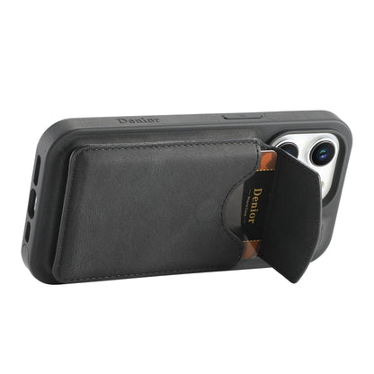 For iPhone 13 Pro Max Denior D20 Skin Feel MagSafe Holder Detachable Card Slot Phone Case(Black) - iPhone 13 Pro Max Cases by Denior | Online Shopping UK | buy2fix