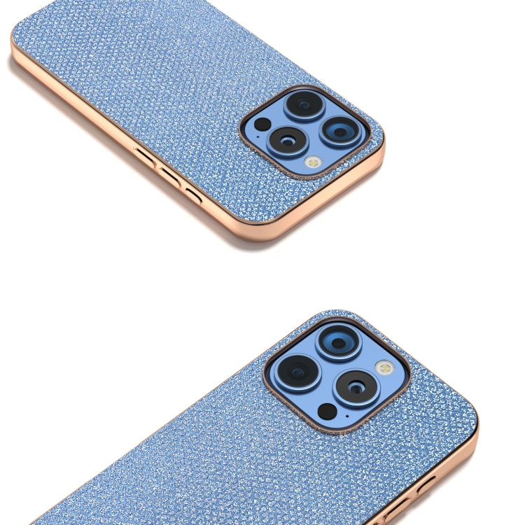 For iPhone 16 Pro Nano Plating Diamond Texture Phone Case(Blue) - iPhone 16 Pro Cases by buy2fix | Online Shopping UK | buy2fix