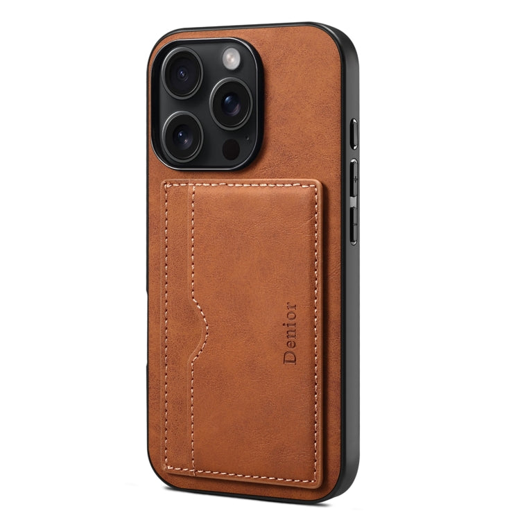 For iPhone 16 Pro Max Denior D08 PU Single Card Slot Holder Phone Case(Brown) - iPhone 16 Pro Max Cases by Denior | Online Shopping UK | buy2fix