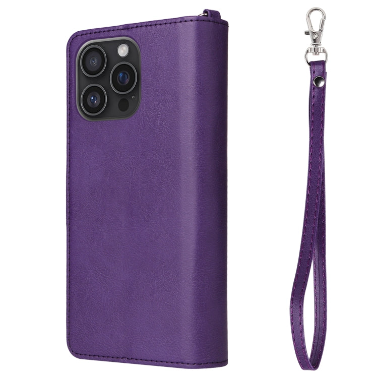 For iPhone 16 Pro Max Solid Color 2 in 1 Zipper Shockproof Phone Case(Purple) - iPhone 16 Pro Max Cases by buy2fix | Online Shopping UK | buy2fix