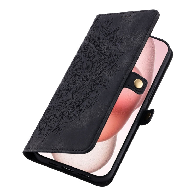 For iPhone 16 Pro Max Skin Feel Totem Embossed Leather Phone Case(Black) - iPhone 16 Pro Max Cases by buy2fix | Online Shopping UK | buy2fix