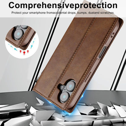 For iPhone 16 Plus LC.IMEEKE RFID Anti-theft Leather Phone Case(Brown) - iPhone 16 Plus Cases by LC.IMEEKE | Online Shopping UK | buy2fix