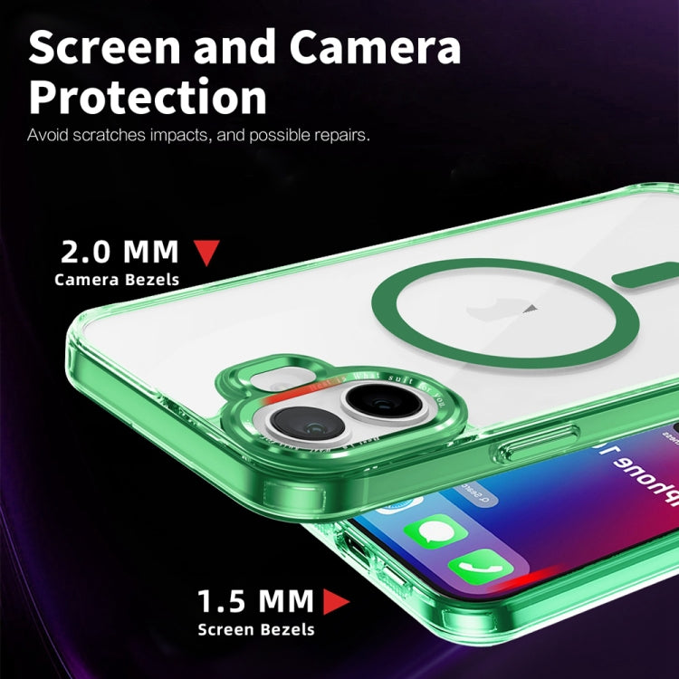 For iPhone 16 Ice Color Magnetic Series Magsafe Magnetic PC Hybrid TPU Phone Case(Green) - iPhone 16 Cases by buy2fix | Online Shopping UK | buy2fix