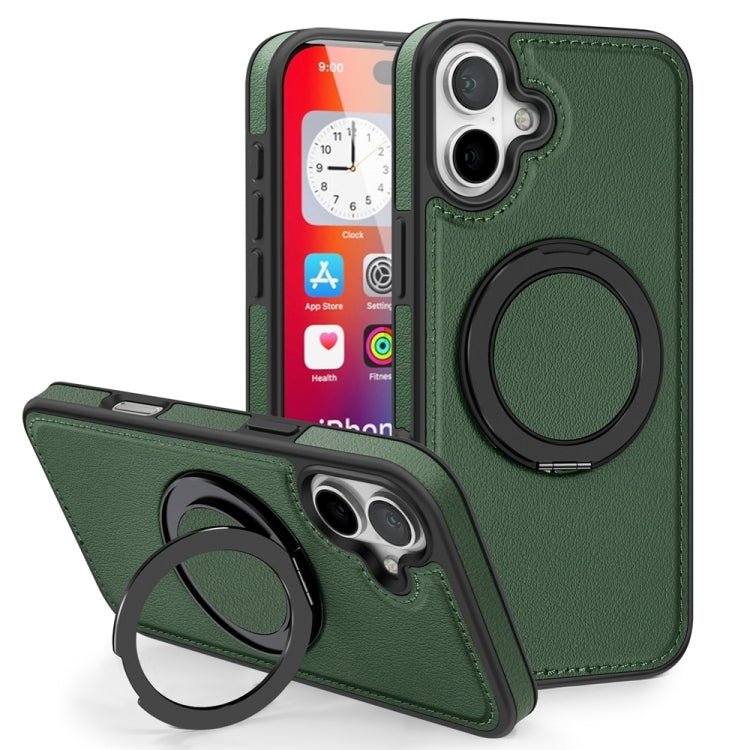 For iPhone 16 Plus Yashi 360 Degree Rotating MagSafe Holder Phone Case(Dark Green) - iPhone 16 Plus Cases by buy2fix | Online Shopping UK | buy2fix