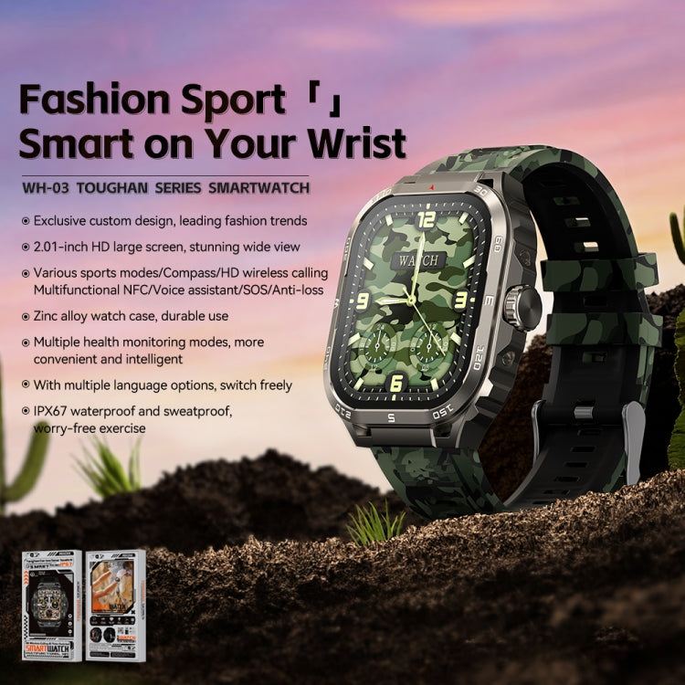 WK WH-03 2.01 inch Smart Watch Supports Bluetooth Calls(Camouflag) - Smart Watches by WK | Online Shopping UK | buy2fix