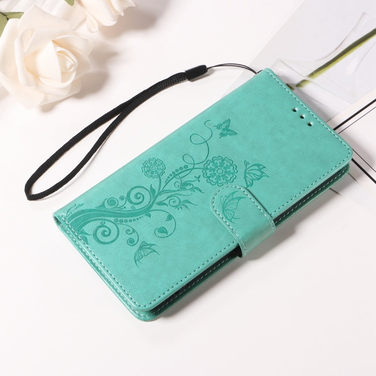 For OnePlus 12 Embossed Butterfly Flowers Leather Phone Case(Green) - OnePlus Cases by buy2fix | Online Shopping UK | buy2fix