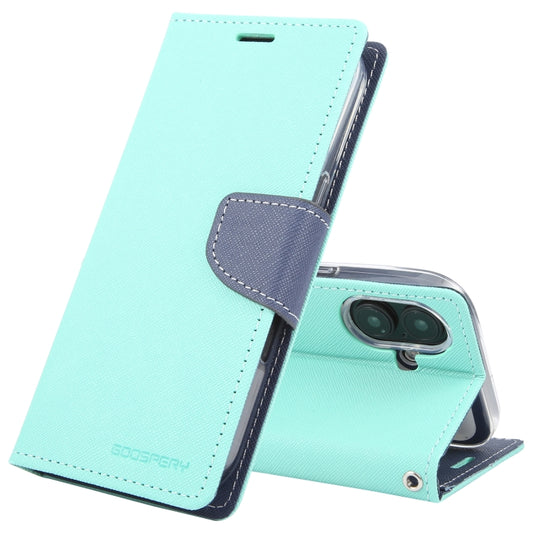 For iPhone 16 Plus GOOSPERY FANCY DIARY Cross Texture Leather Phone Case(Mint Green) - iPhone 16 Plus Cases by GOOSPERY | Online Shopping UK | buy2fix