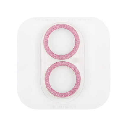 For iPhone 16 / 16 Plus Glitter Ring Tempered Glass Camera Lens Film(Pink) - iPhone 16 Plus Tempered Glass by buy2fix | Online Shopping UK | buy2fix