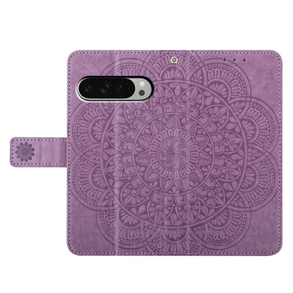 For Google Pixel 9 / 9 Pro Flower Embossed Leather Phone Case(Purple) - Google Cases by buy2fix | Online Shopping UK | buy2fix