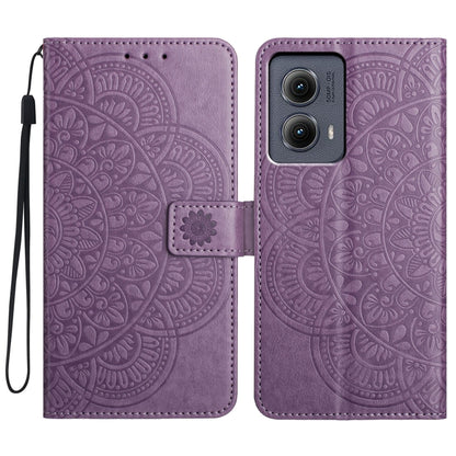 For Motorola Edge 2024 Flower Embossed Leather Phone Case(Purple) - Motorola Cases by buy2fix | Online Shopping UK | buy2fix