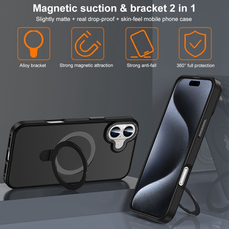 For iPhone 16 Pro Skin Feel MagSafe Magnetic Holder Phone Case(Titanium) - iPhone 16 Pro Cases by buy2fix | Online Shopping UK | buy2fix