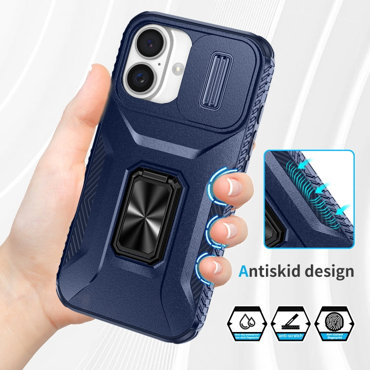 For iPhone 16 Sliding Camshield Holder Phone Case(Blue) - iPhone 16 Cases by buy2fix | Online Shopping UK | buy2fix