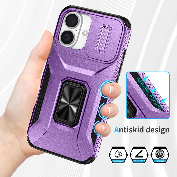 For iPhone 16 Sliding Camshield Holder Phone Case(Purple) - iPhone 16 Cases by buy2fix | Online Shopping UK | buy2fix