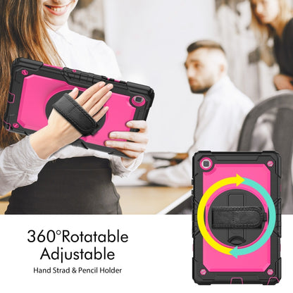 For Samsung Galaxy Tab A7 Lite T220 Silicone Hybrid PC Tablet Case with Shoulder Strap(Rose Red + Black) - Tab A7 Lite T220 / T225 by buy2fix | Online Shopping UK | buy2fix