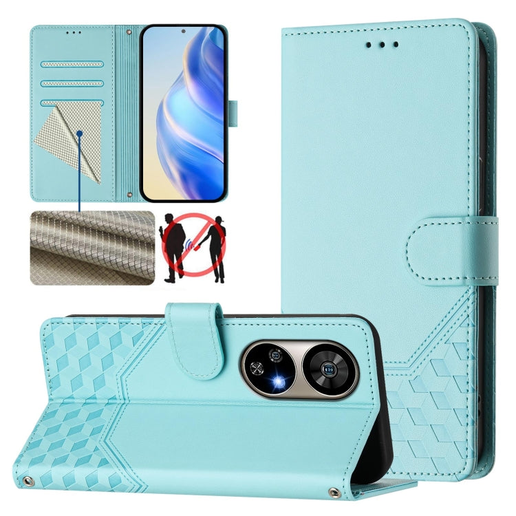 For Ulefone Note 17 Pro Honeycomb Embossing RFID Leather Phone Case(Mint Green) - Ulefone Cases by buy2fix | Online Shopping UK | buy2fix