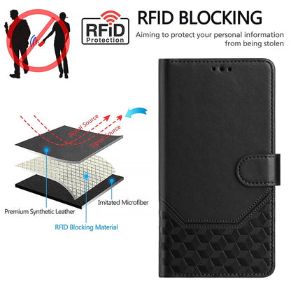 For Sony Xperia 1 VI 2024 Honeycomb Embossing RFID Leather Phone Case(Black) - Sony Cases by buy2fix | Online Shopping UK | buy2fix