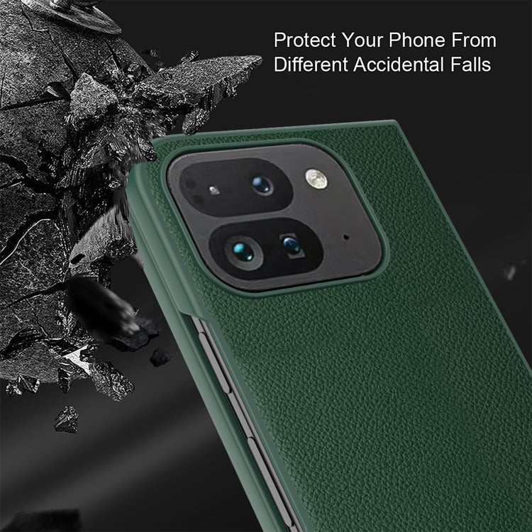 For Google Pixel 9 Pro Fold Litchi Texture Leather PC Shockproof Phone Case(Black) - Google Cases by buy2fix | Online Shopping UK | buy2fix