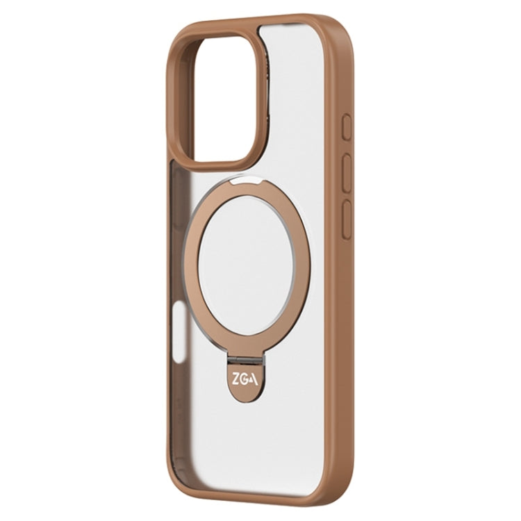 For iPhone 16 Pro ZGA Magsafe Holder PC Hybrid TPU Phone Case(Gold) - iPhone 16 Pro Cases by ZGA | Online Shopping UK | buy2fix