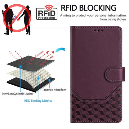 For Motorola Moto G Play 5G 2024 Oversea Honeycomb Embossing RFID Leather Phone Case(Violet) - Motorola Cases by buy2fix | Online Shopping UK | buy2fix