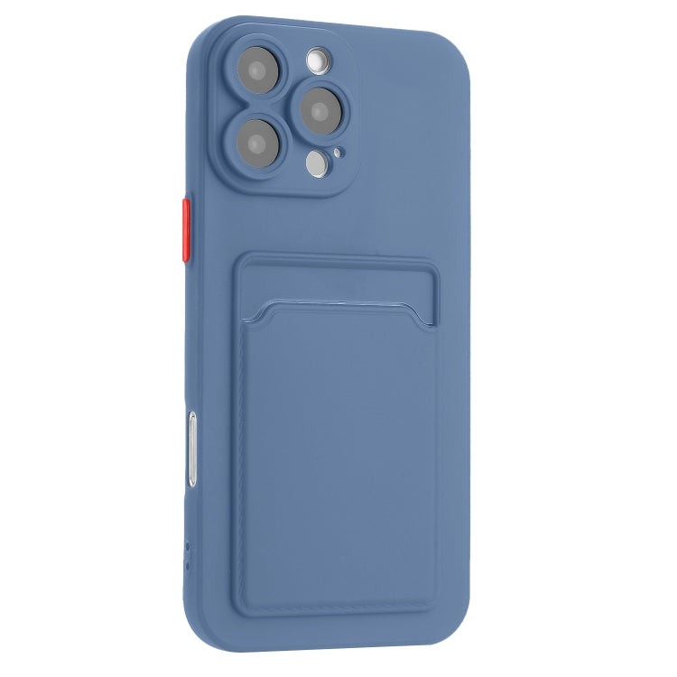 For iPhone 16 Pro Skin Feel Card Contrast Color Button TPU Phone Case(Sky Blue) - iPhone 16 Pro Cases by buy2fix | Online Shopping UK | buy2fix