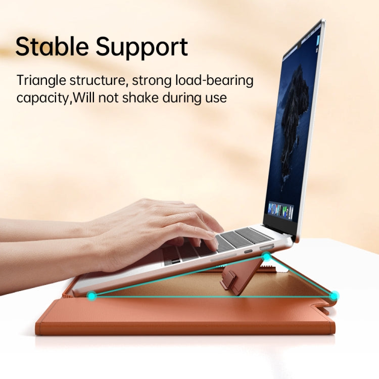 Multifunctional Laptop PU Magnetic Stand Split Liner Bag with Mouse Pad Function, Size:15 inch(Rose Gold) - 15 inch by buy2fix | Online Shopping UK | buy2fix